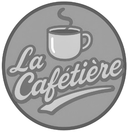 Round logo with a steaming coffee cup above the text 'La Cafetière'. Official La Cafetière logo.