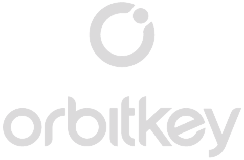 Orbitkey logo with a circular abstract icon above the word Orbitkey in lowercase letters. Official Orbitkey logo.