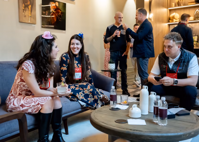 People socializing at a networking event.