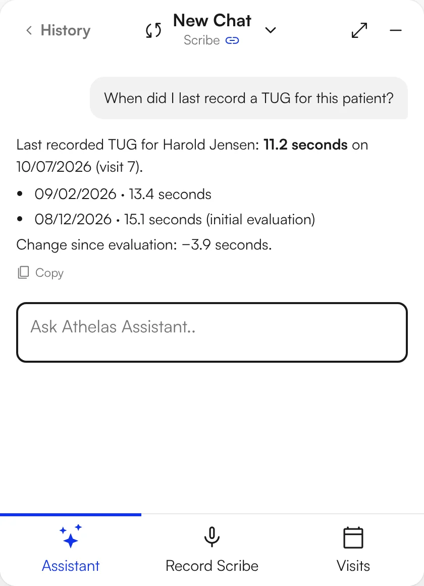 Assistant answer listing the last three TUG times with dates