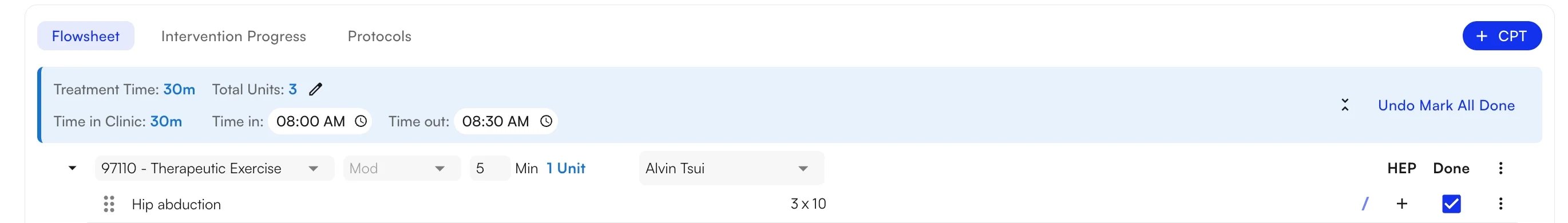 Summary Bar with totals and Mark All Done