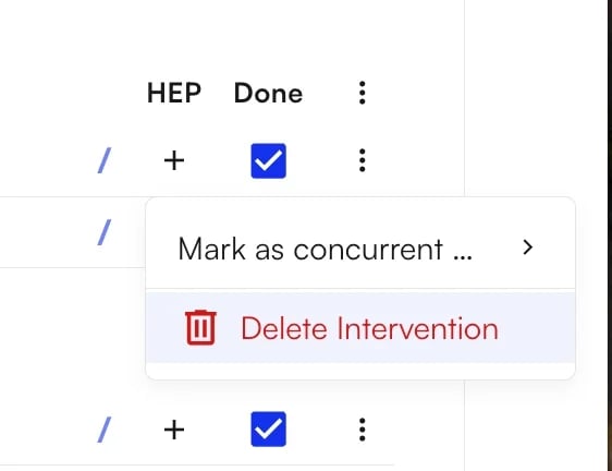 Menu option to delete a CPT block