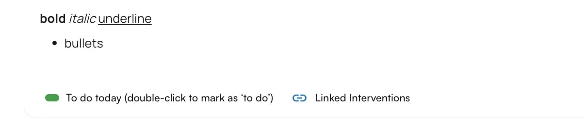 Flowsheet Comments rich text editor