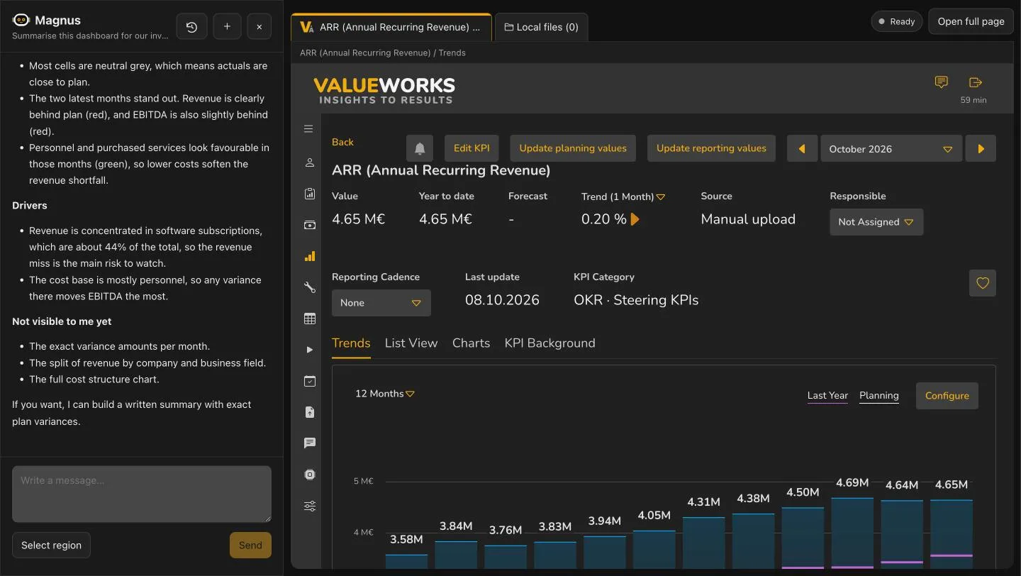 ValueSight explaining a KPI variance with a driver tree