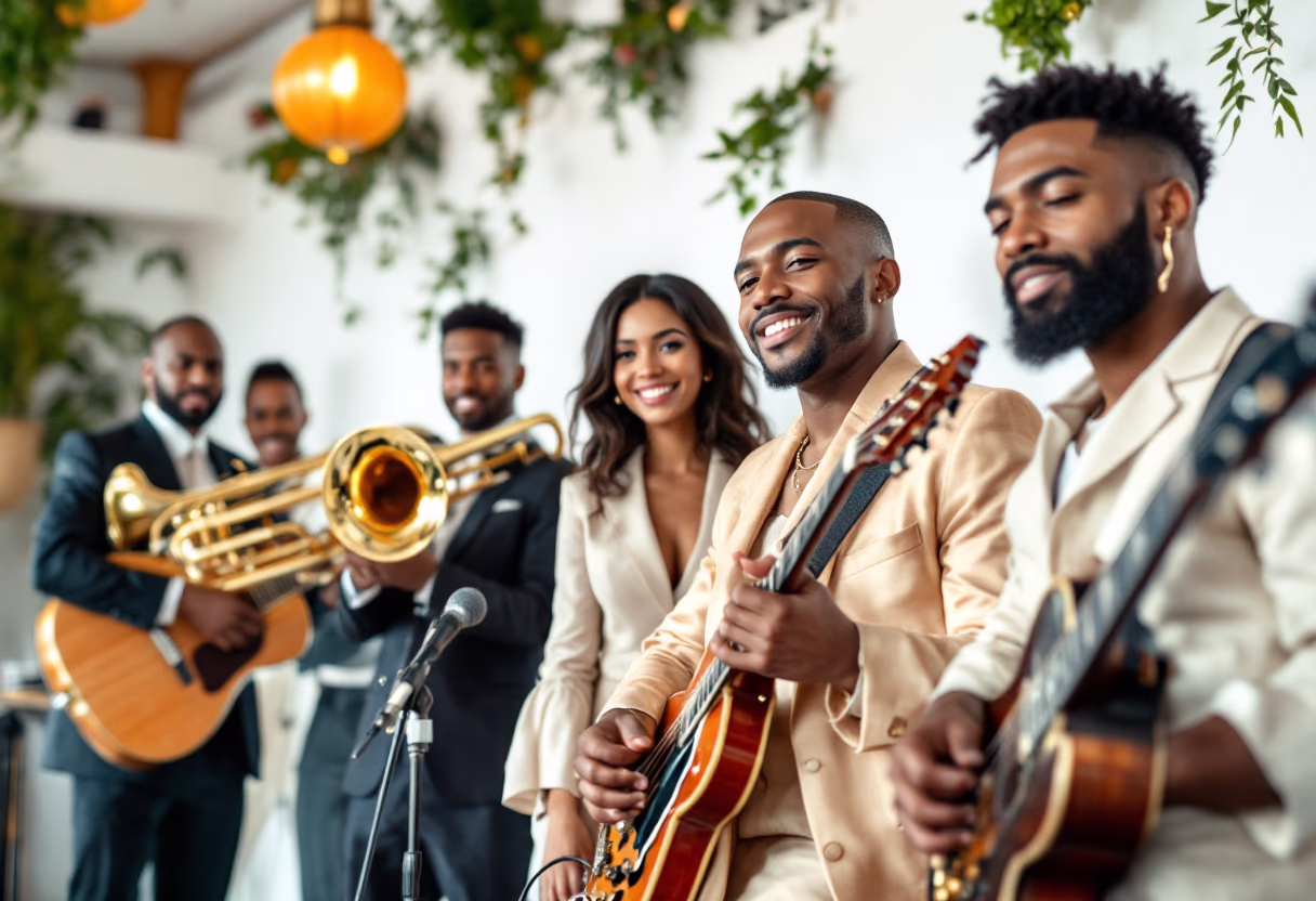 image of live music ensemble at a seaside eatery