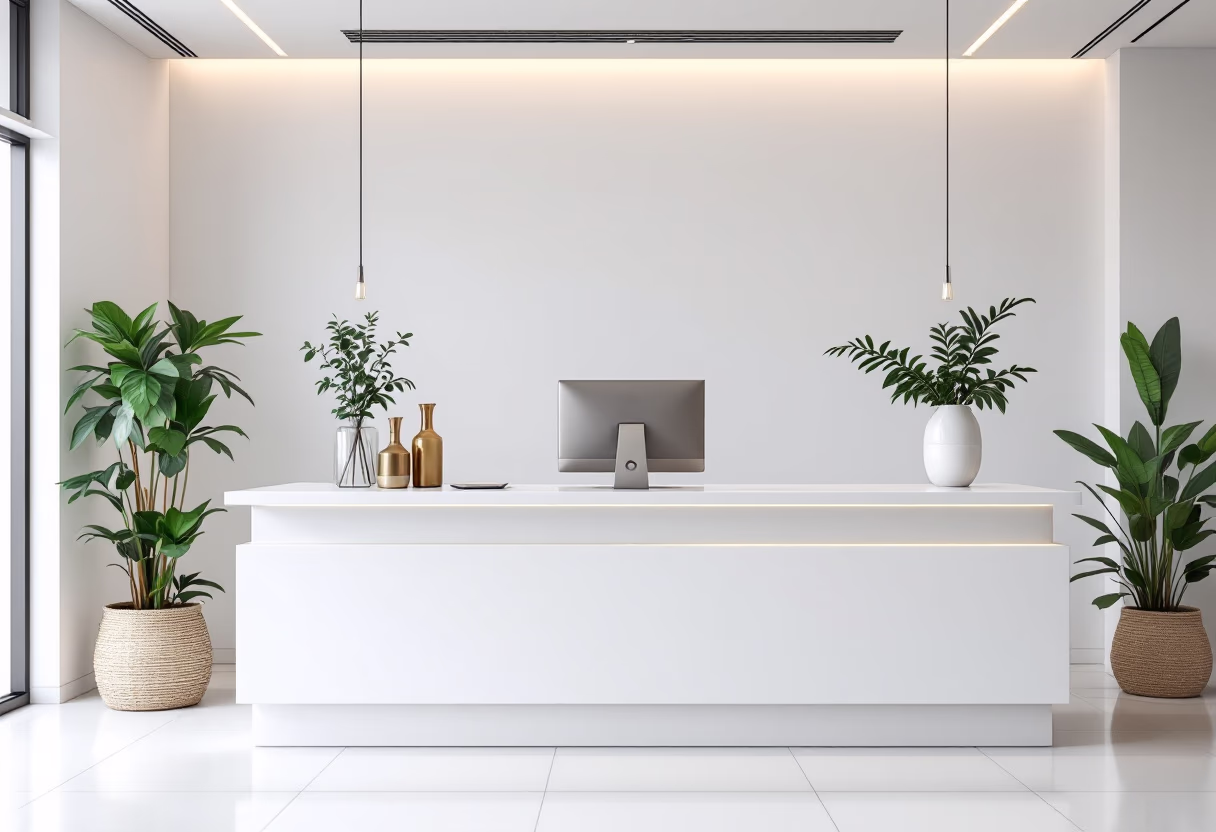 [background image] image of office reception desk (for a legal tech).