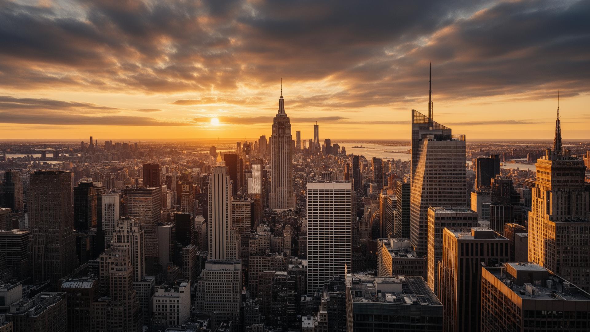 Manhattan Skyline at Golden Hour