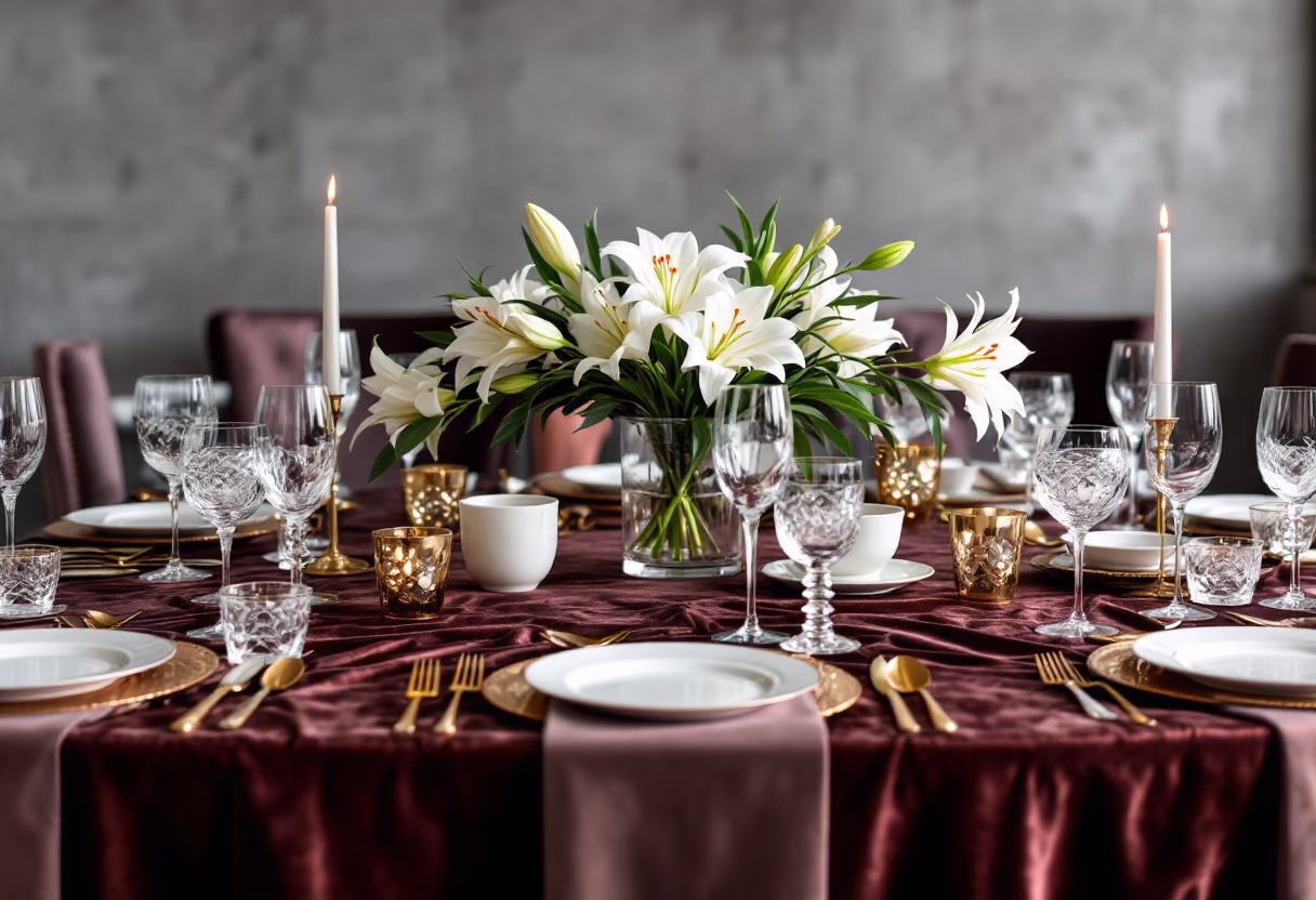Elegantly set table at a luxury event