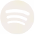 Spotify logo with three curved black lines above the brand name on a light circular background.