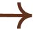 Right-pointing arrow symbol with three curved prongs on a brown line.