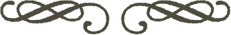 Decorative symmetrical ornamental flourish with swirling loops in dark gray.