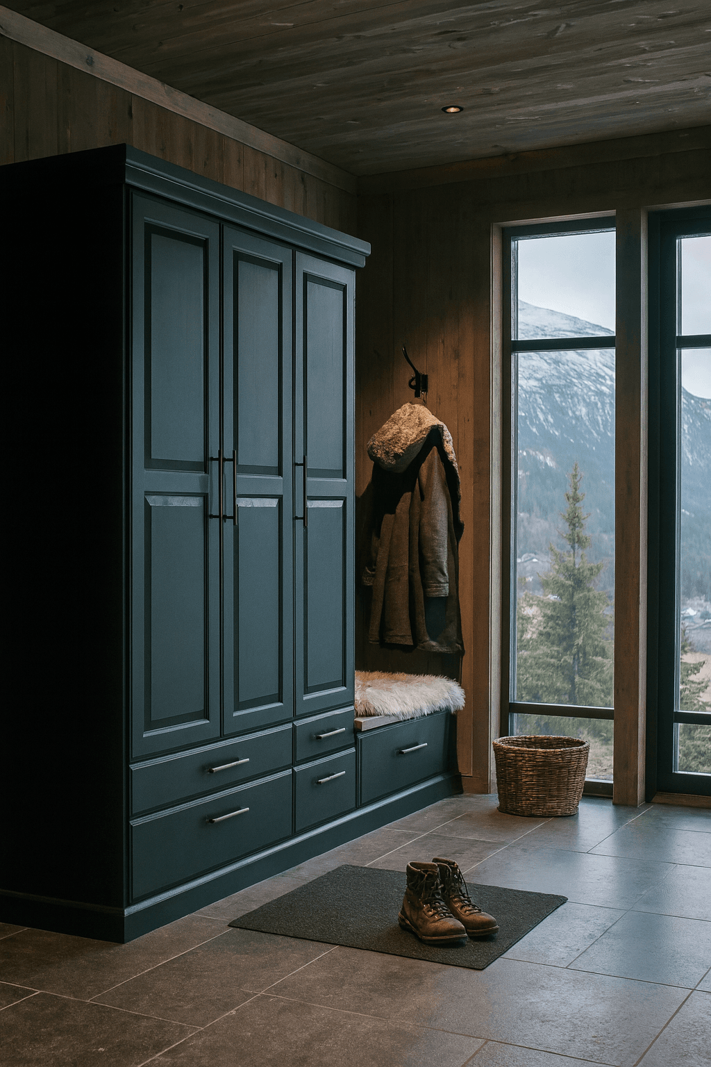 Elvegård 3-dørs garderobe med sittebenk.png