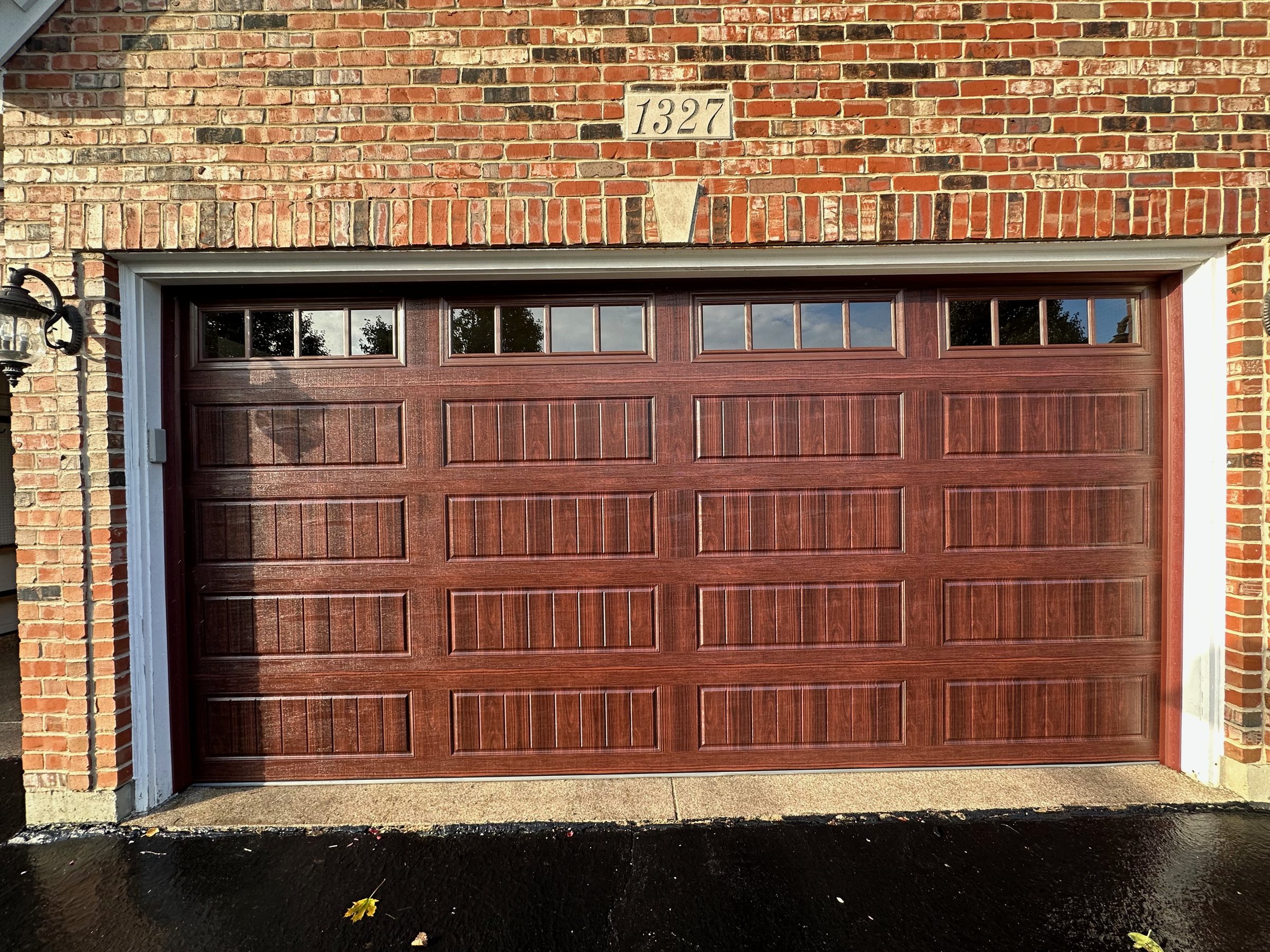Finished wood-look garage door project