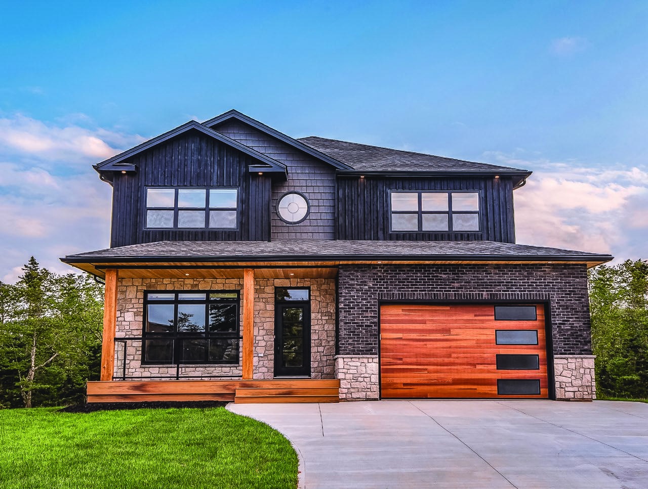 Modern wood-look garage door
