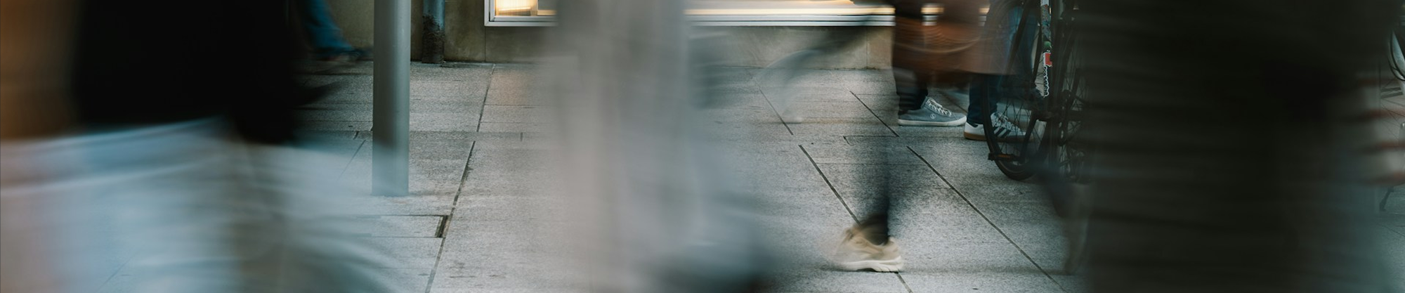 blurred people walking