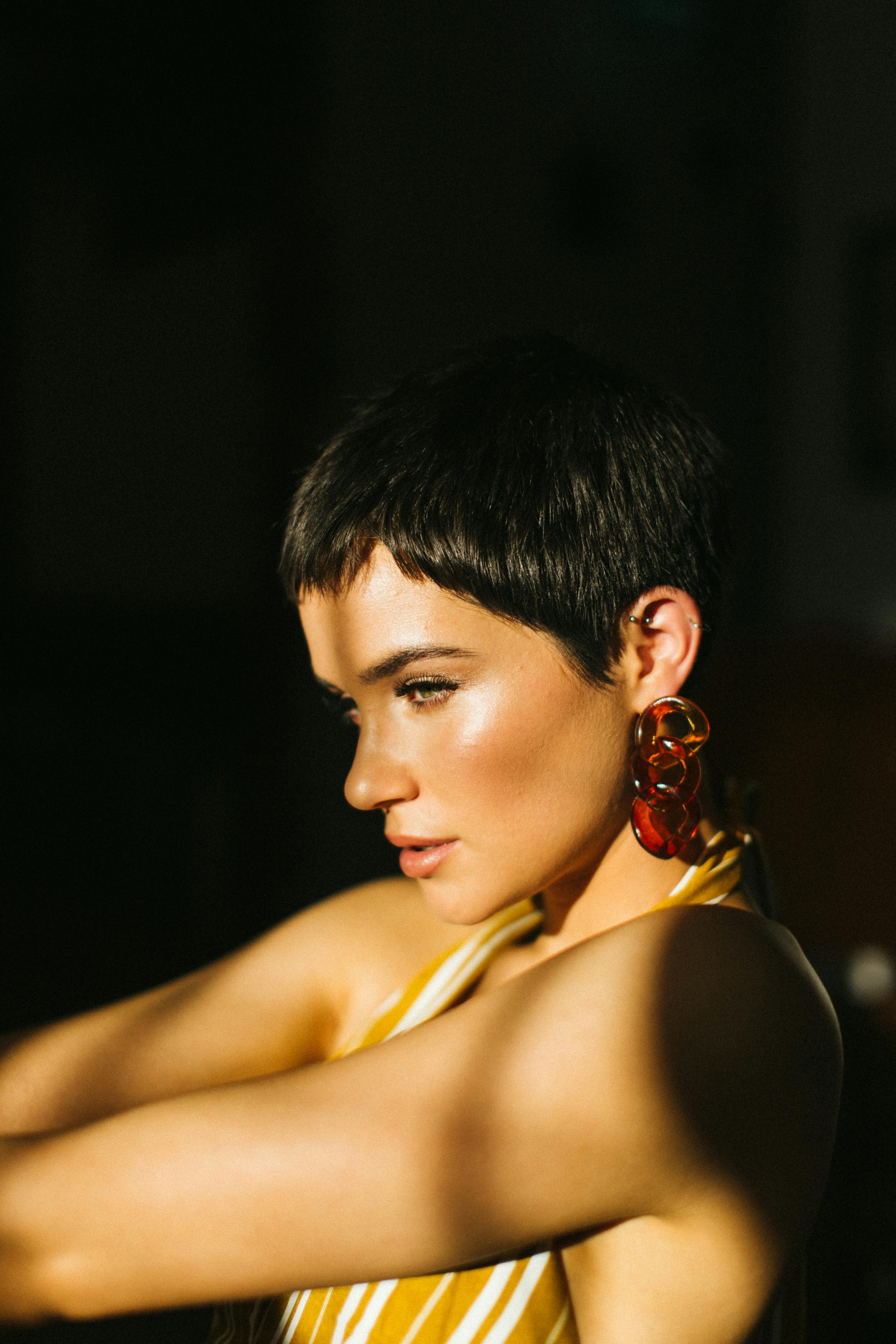 woman short dark hair