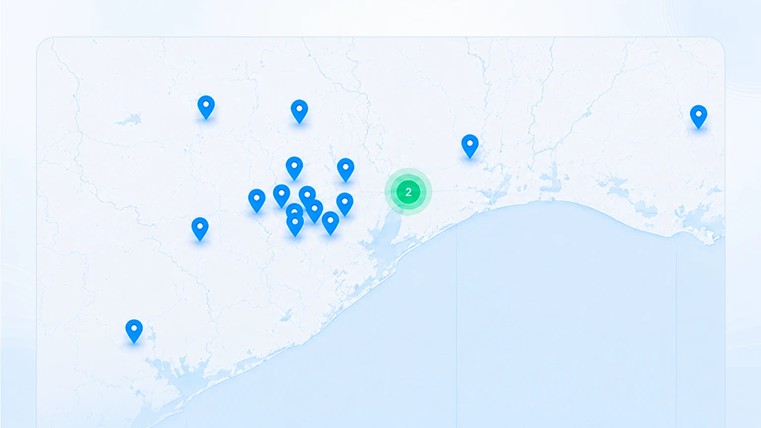 a map with several pins