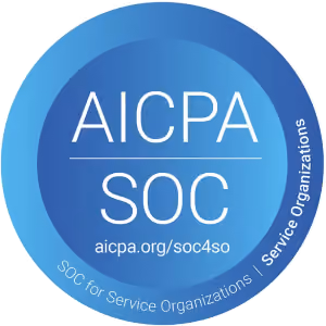 AICPA SOC compliance badge for secure data management and service organization controls
