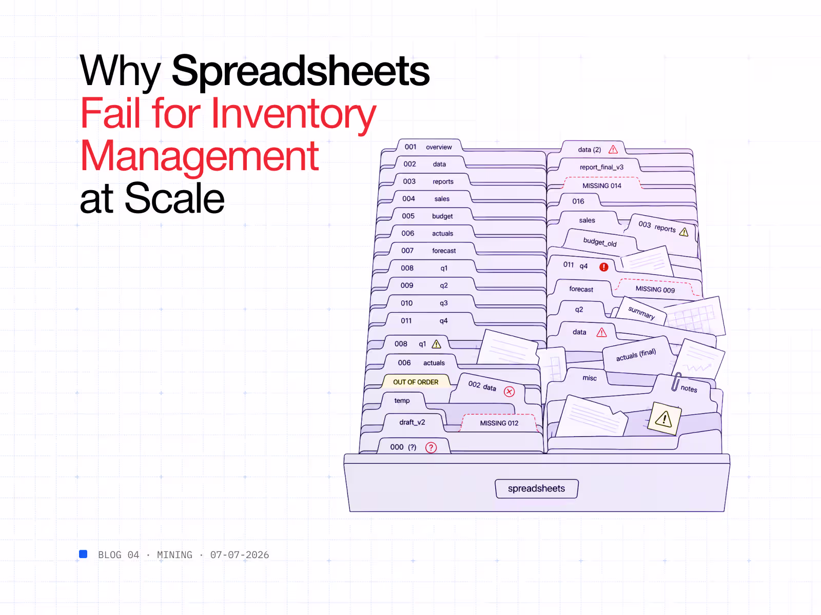 Spreadsheet inventory management limitations at scale