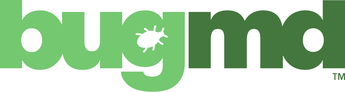 BugMD logo with a black insect silhouette inside the letter G in green and dark green text.