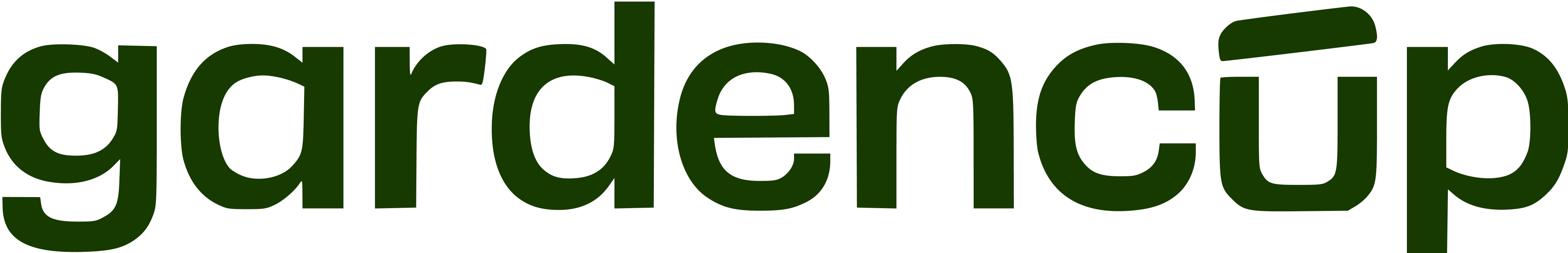 garden cup logo text in dark green on transparent background