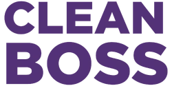 Text reading CLEAN BOSS in large bold purple letters on a transparent background.