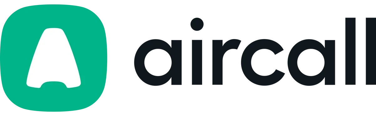 Aircall logo with a white stylized A inside a green rounded square to the left of black text.