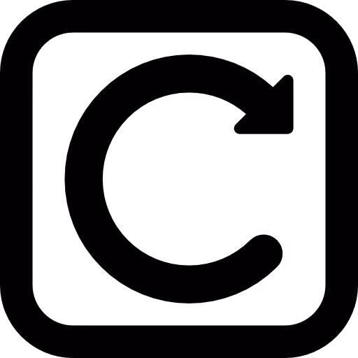 Black refresh or reload arrow icon inside a rounded square border.