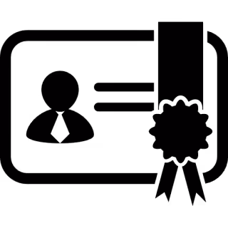 Certificate icon featuring a star in the center and ribbon accents on the bottom corners.