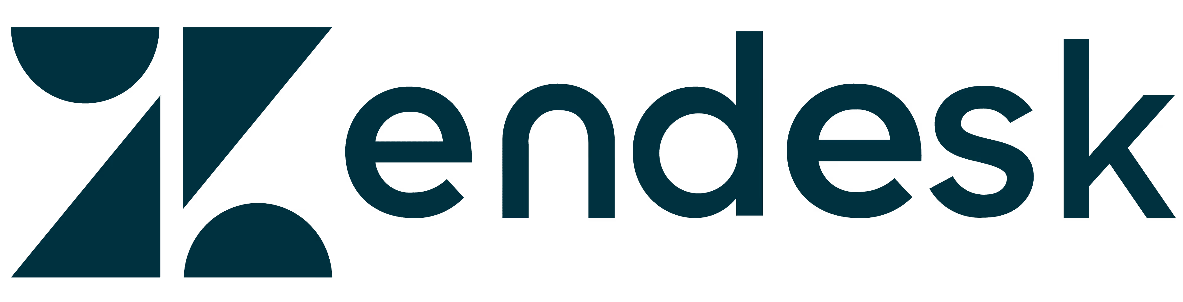 Zendesk logo with stylized geometric shapes and text on a black background.