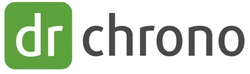 DrChrono logo with green square containing white 'dr' and black text 'chrono'.
