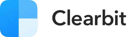 Clearbit company logo with blue shapes forming a stylized letter C.