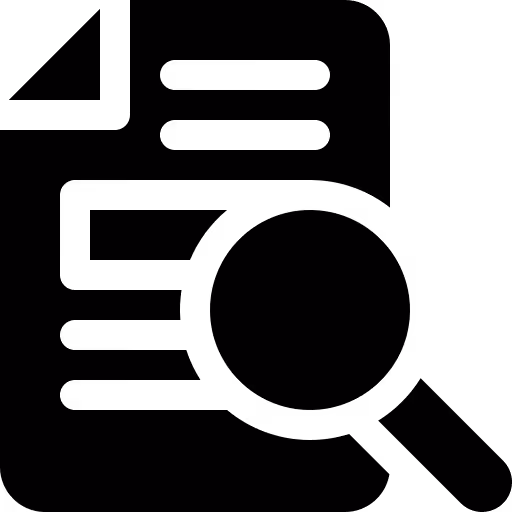 Monochrome icon of a police officer holding a document with a fingerprint and profile silhouette.