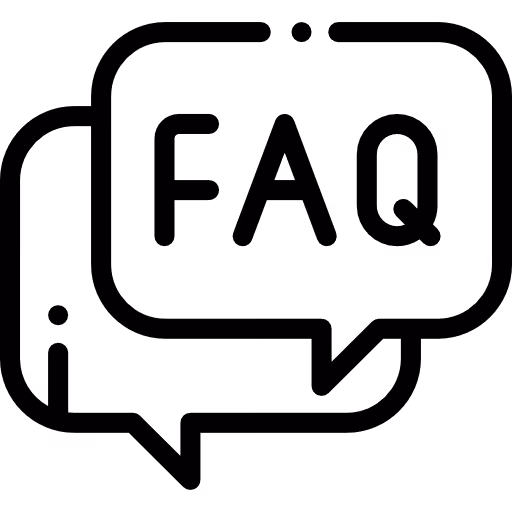 Two overlapping speech bubbles with the letters FAQ inside the front bubble.