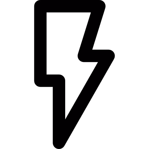 Black lightning bolt icon with sharp angles on a white background.