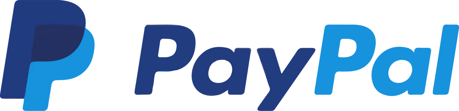 PayPal logo with stylized P in blue and the text PayPal next to it.