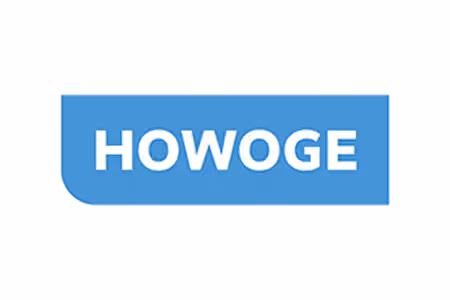 Blaues Logo mit weißem Text "HOWOGE".