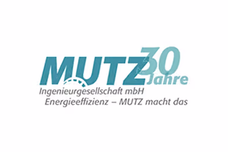 Logo der MUTZ Ingenieurgesellschaft mbH zum 30-jährigen Jubiläum mit Fokus auf Energieeffizienz.