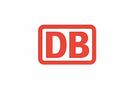 Rotes DB-Logo, rechteckig umrandet, steht für Deutsche Bahn.