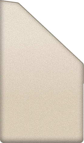 Left side view of a beige envelope with a slightly textured surface and a triangular flap partly visible at the top left corner.