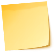 Single yellow sticky note with a slight curl at the bottom right corner on a white background.