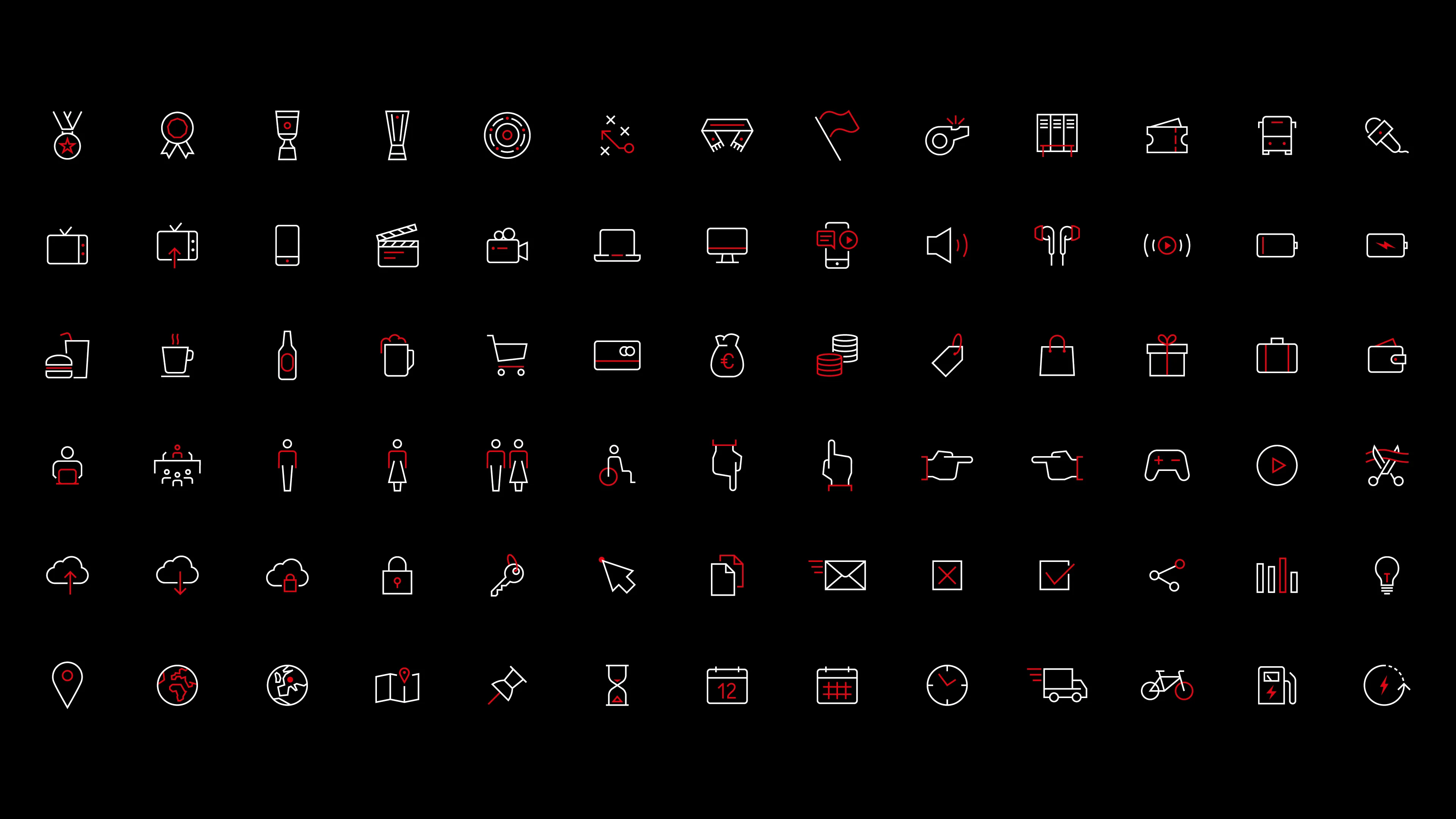 Zu sehen ist eine Übersicht ausgewählter Icons der Eintracht Frankfurt.