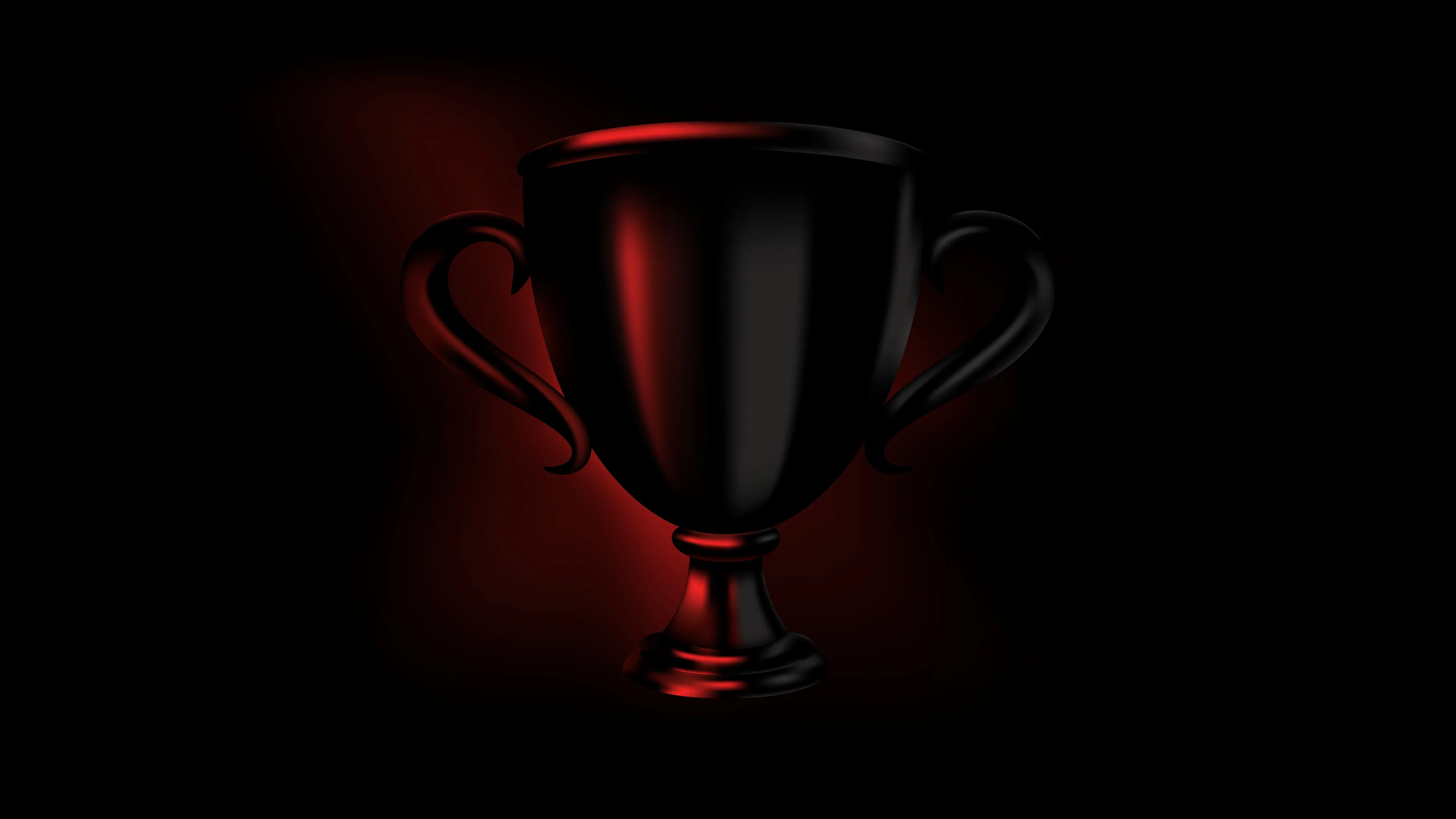 Zu sehen ist eine Pokal-Illustration in Schwarz- und Rottönen.