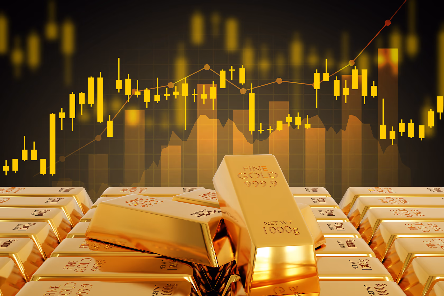 gold bars with cart