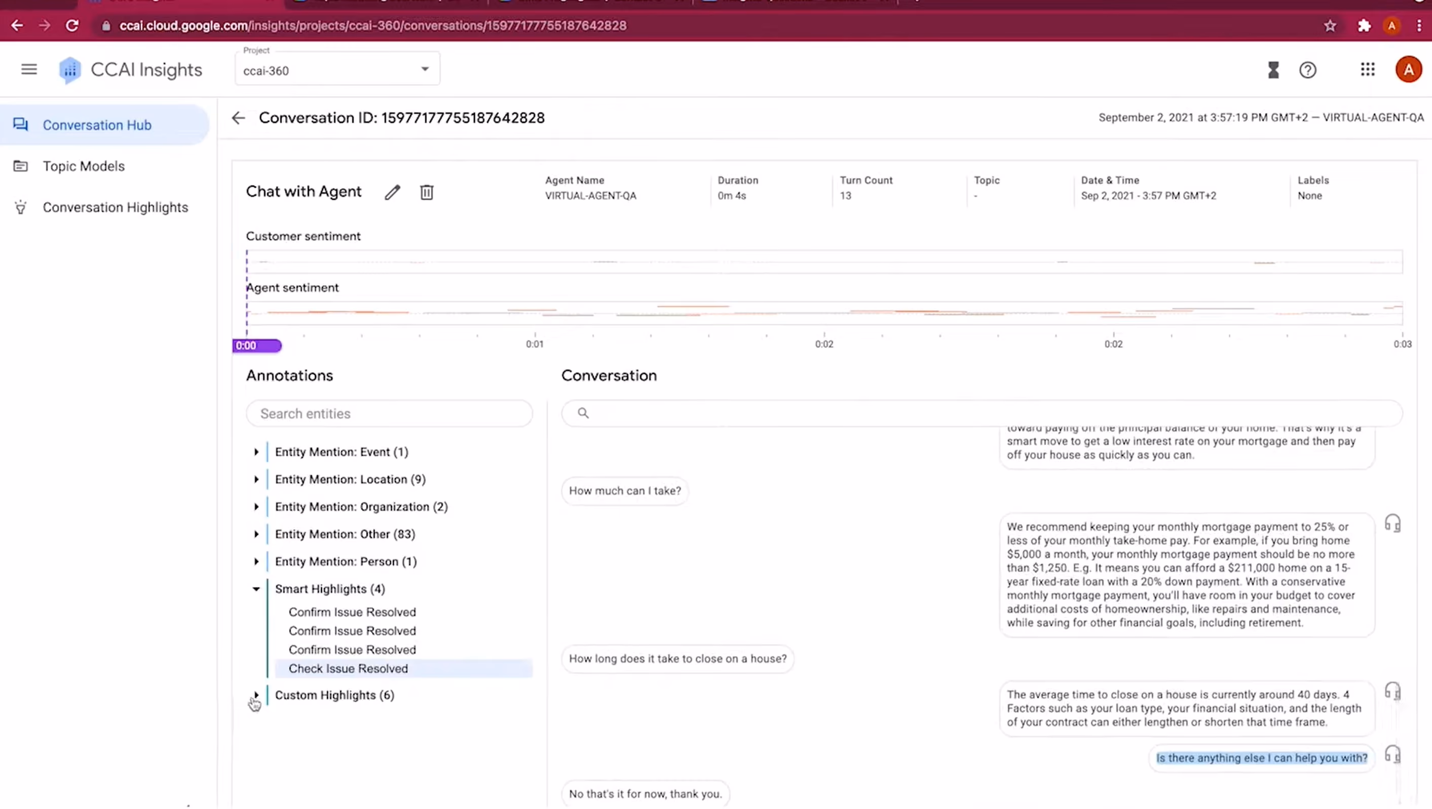 Google Cloud Contact Center AI Screenshot