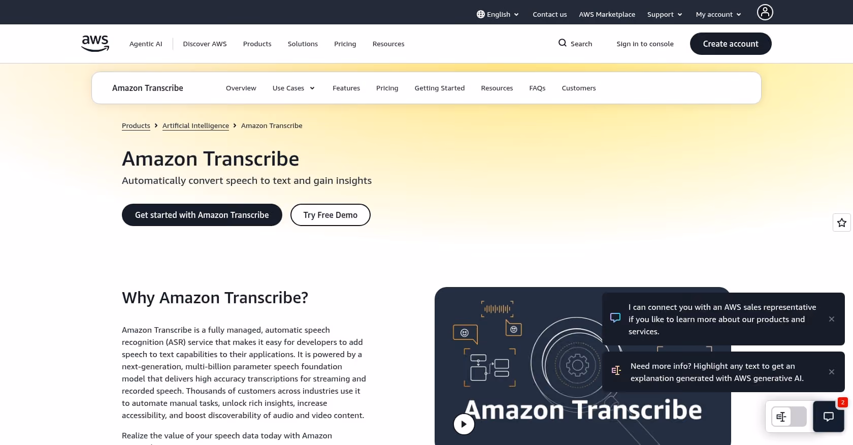 Amazon Transcribe + Call Analytics Screenshot
