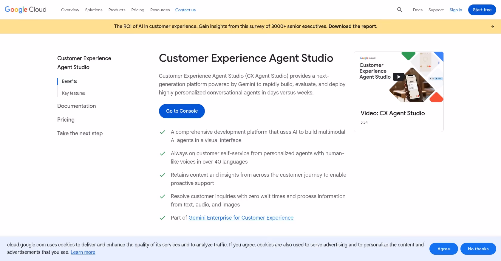 Google Dialogflow CX Screenshot