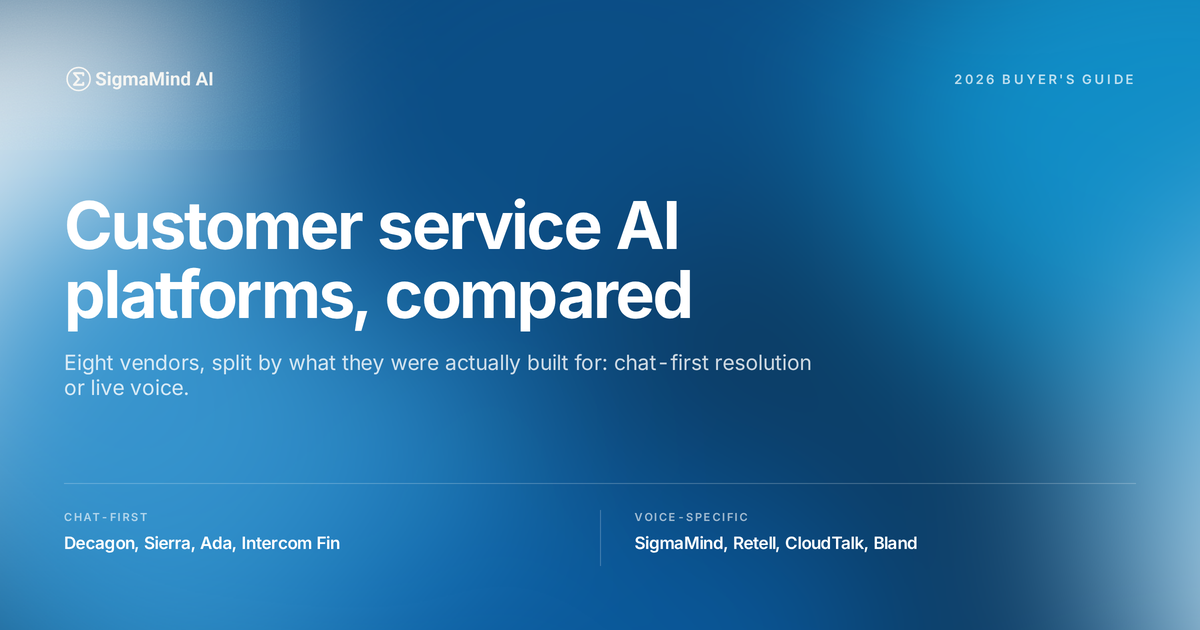 Comparison of eight customer service AI platforms for 2026, split into chat-first and voice-specific categories