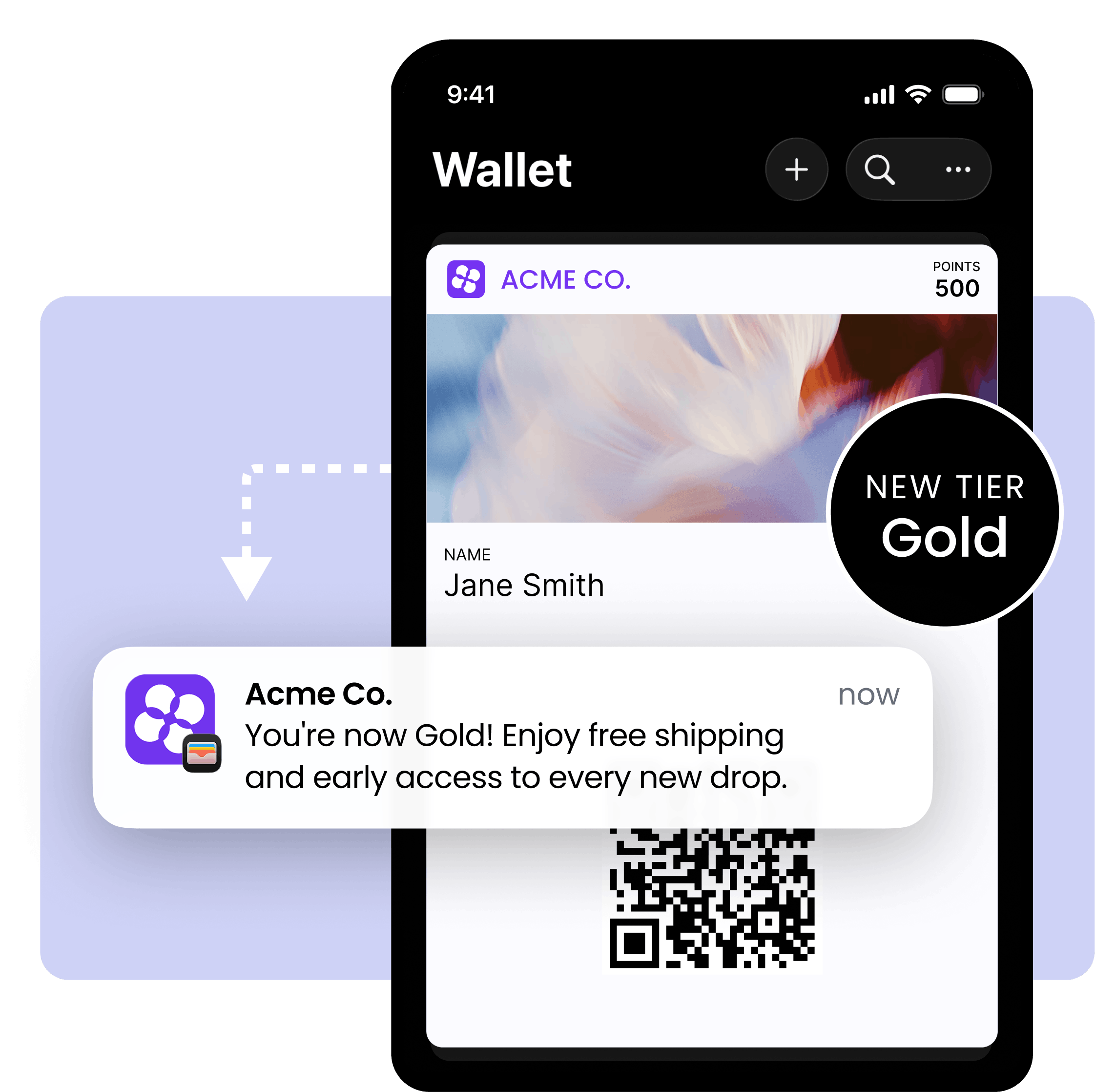 LoyaltyLion Loyalty Pass shown in a digital wallet on a phone