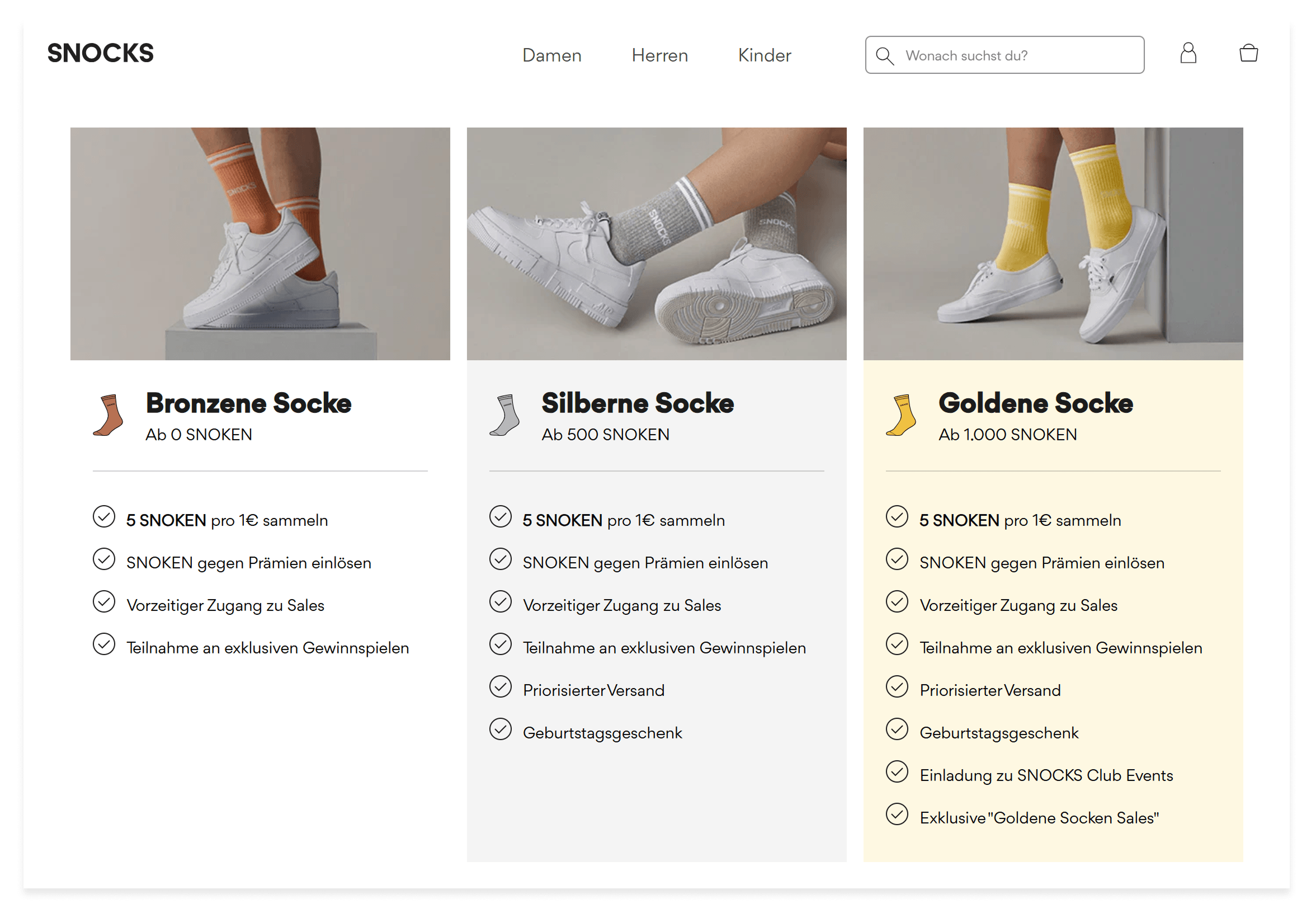 Snocks loyalty program shown in a shopper's language